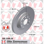 Rear Brake Rotor 310MM MK5 R32, MK7 GTI, Golf R, CC, B6 4-Motion/S3/RS3/TTS/TTRS (Zimmermann)