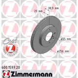 Front Vented Brake Rotor 10.1" / 256mm (Zimmermann)